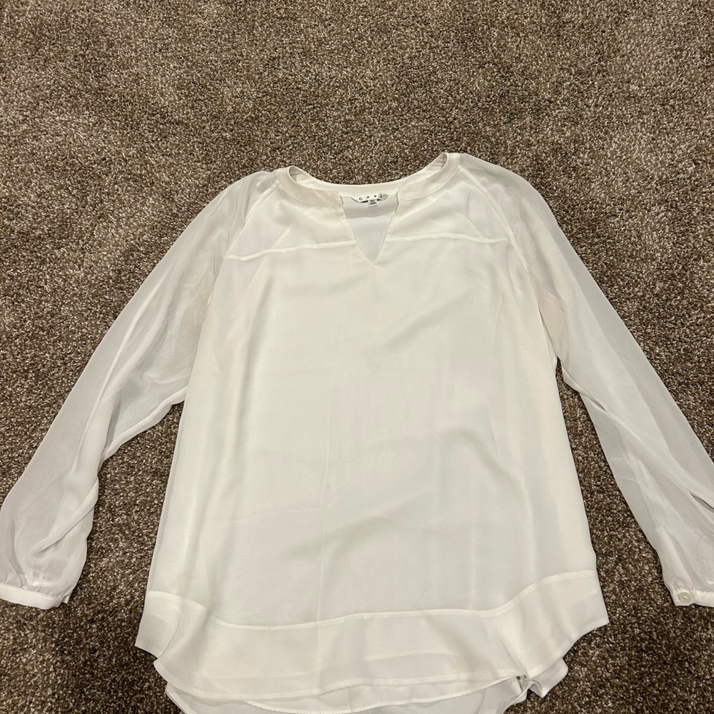 CAbi White Sheer Women's Blouse